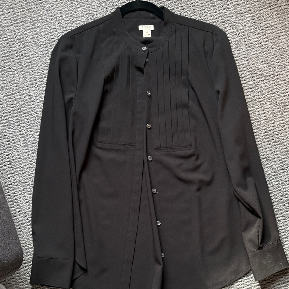 J  Crew Classic Black Pleated Shirt